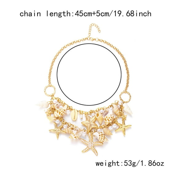 Gold Seashell Starfish Necklace Unique Design for Casual and Formal Wear