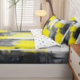 thumbnail image 5 of Homewish Yellow Watercolor Square Zipper Full Size Comforter Sets with Fitted Sheet and 2 Pillowcases,Vintage Abstract Artwork Zipper Bedding Set,Polkadot Reversible,4pcs, 5 of 8