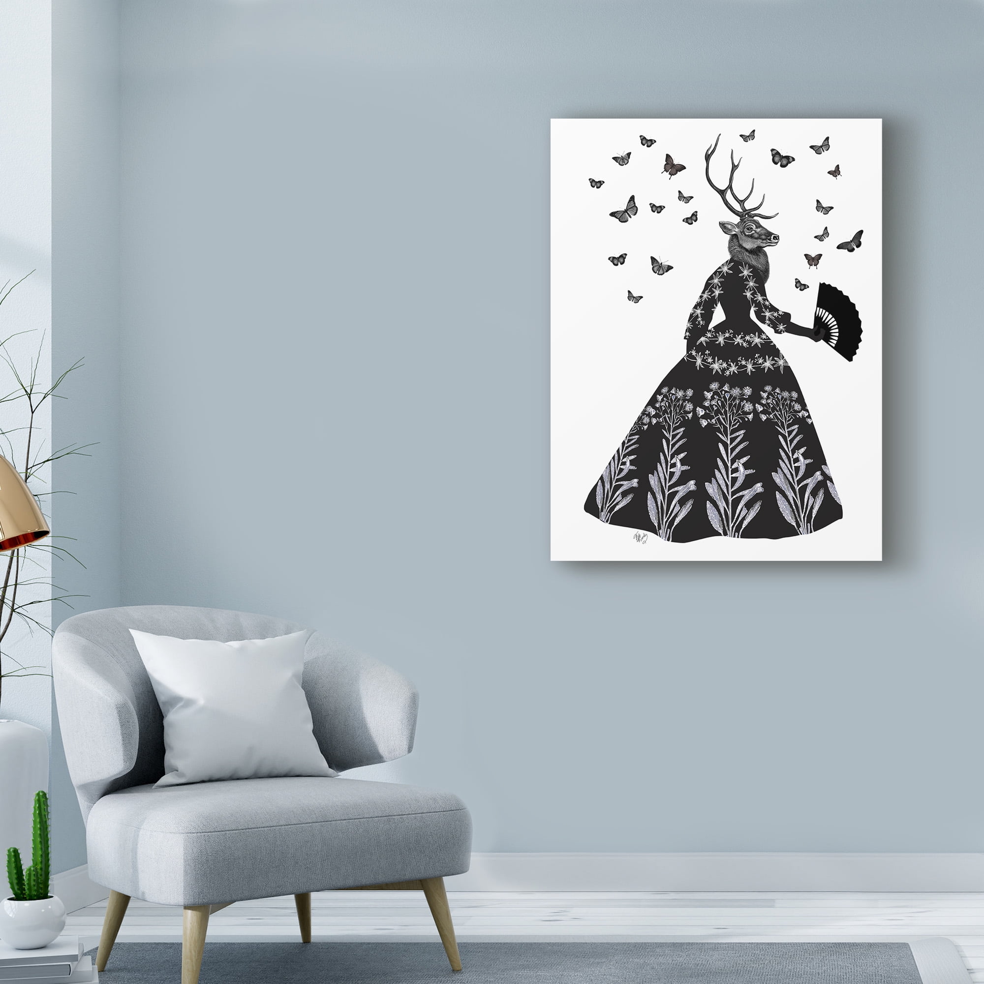 Trademark Fine Art 'Black Deer' Canvas Art by Fab Funky