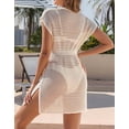 thumbnail image 4 of Swimsuit Cover Up for Women V-Neck Short Sleeve Wrap Waist Beach Cover Up Mesh Crochet Side Split Bathing Suit Swim Cover Ups Shermie, 4 of 6