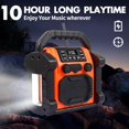 thumbnail image 5 of Bingxue Jobsite Radio Altavoz Bluetooth, 30W IPX 66 Impermeable Radio Reloj FM Portátil con Luces LED, Radios FM Anticolisión para Sitio de Construcción/Exterior/Pesca/Fiesta/Camping (Naranja), 5 of 5