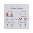 thumbnail image 2 of 7 Pairs Earrings Sterling Stud Earrings Pearl Earrings Studs For Christmas Women Week Earrings, 2 of 9