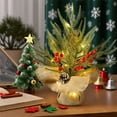 thumbnail image 2 of Beautynvta Small Christmas Tree with Lights, 11.8'' Artificial Pine Needles Tree with Red Berry Pinecones, Mini Tabletop Christmas Tree with Burlap Base for Home Office Fireplace Decor, 2 of 7