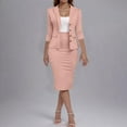 thumbnail image 2 of Jinhomg Women's Business Skirt Suit Set Dressy Casual 3/4 Sleeve Blazer Jacket with Pencil Skirt 2025 Trendy Work Office Outfits Pink S, 2 of 6