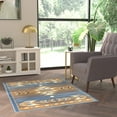 thumbnail image 3 of Emma + Oliver 4x5 Olefin Accent Rug with Southwestern Geometric Arrow Design in Blue, Black, Beige & Ivory and Natural Jute Backing, 3 of 7
