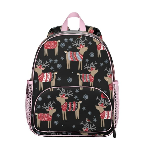 Rustic Deer Print Student Backpack – Vintage Hunting Design With Nordic Geometric Woodland Buck Nature Artistic Aesthetic