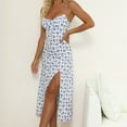 thumbnail image 4 of drppepioner Robe d'Été Femme Grande Taille Liquidation Mode Femme Camis Sans Manches Col en V Combinaison Imprimé Floral Robe Fendue de Plage, 4 of 9