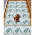 thumbnail image 2 of Coastal Sea Turtle Stair Treads for Wooden Steps Indoor Runner Rug Carpet, Nautical Marine Jellyfish Coral 7 Pieces Peel and Stick Staircase Step Treads Covers Washable Throw Door Mats, 30"x8", 2 of 6