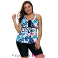 thumbnail image 4 of POGLIP Maillot de Bain Femme Bleu Ciel à Imprimé Floral Racerback Tankini, 4 of 6