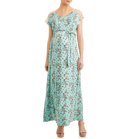 Maternity Maxi Dress W/Crochet Shoulder Detail (Best Post Pregnancy Dresses)
