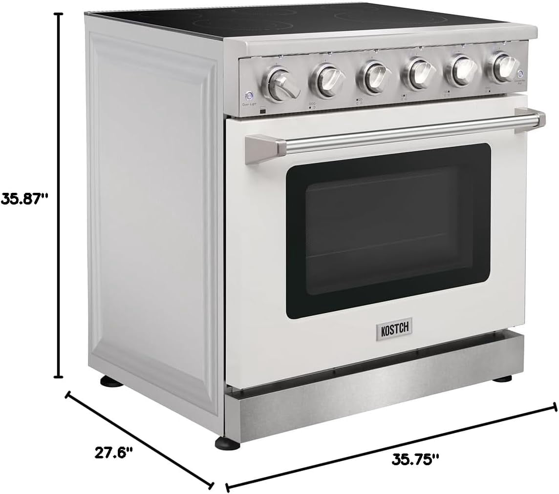 KOSTCH 36in Electric Range with 5 Elements Cooktop and 6.0 Cu.ft. Convection Oven in Stainless Steel