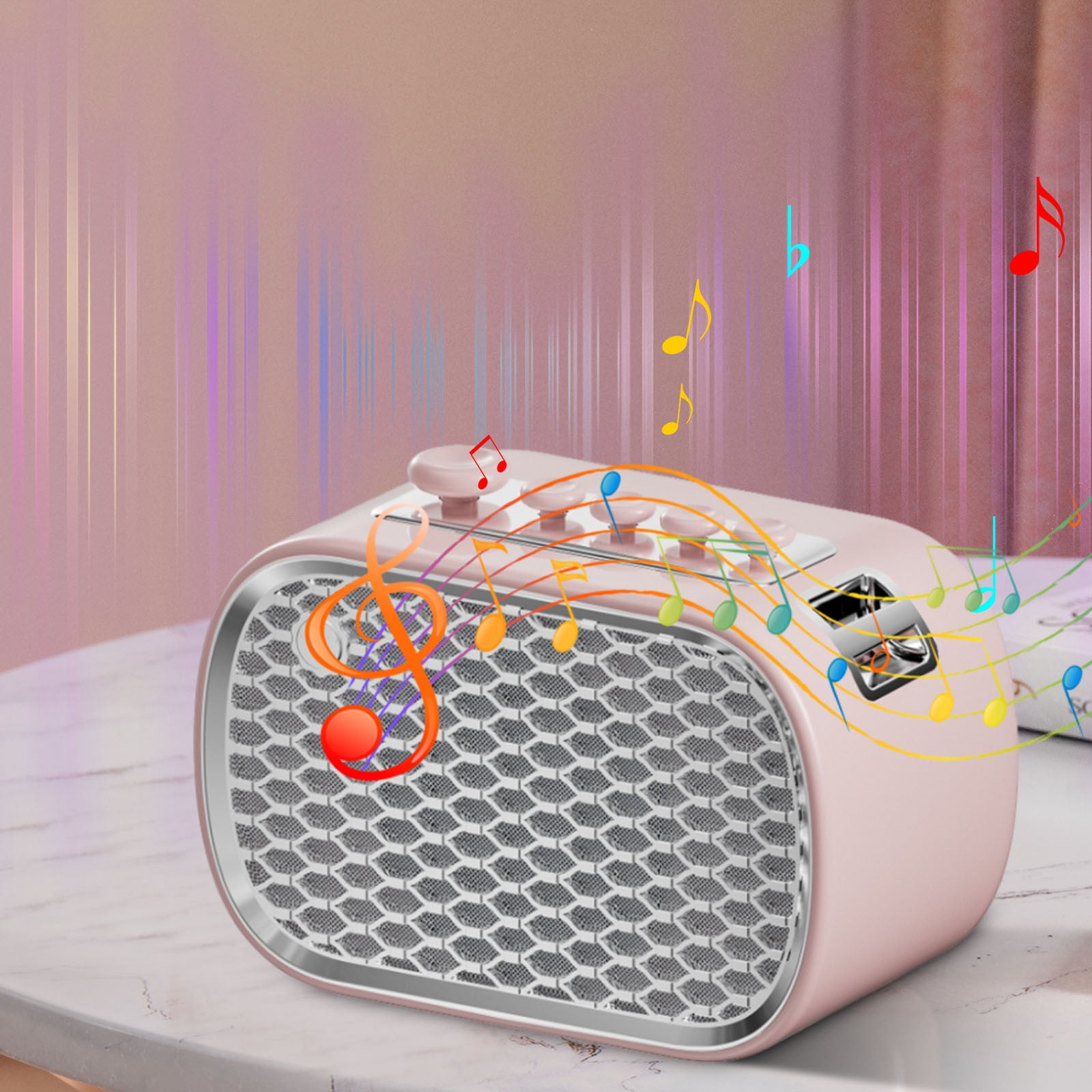 Nkmbld Outdoor Stereo Speakers Multifunction Sleep Meter White Noise Speaker FM Wireless Bluetooth Computer Home Bedside Desktop Audio, Pink
