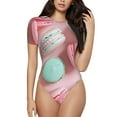 thumbnail image 2 of Goofa Pastel Macarons Delight Printed Women Rash Guard Short Sleeve,Tummy control Swimsuit Surfing Swimsuit Bathing Suit One Piece Swimsuit UPF 50-Small, 2 of 9