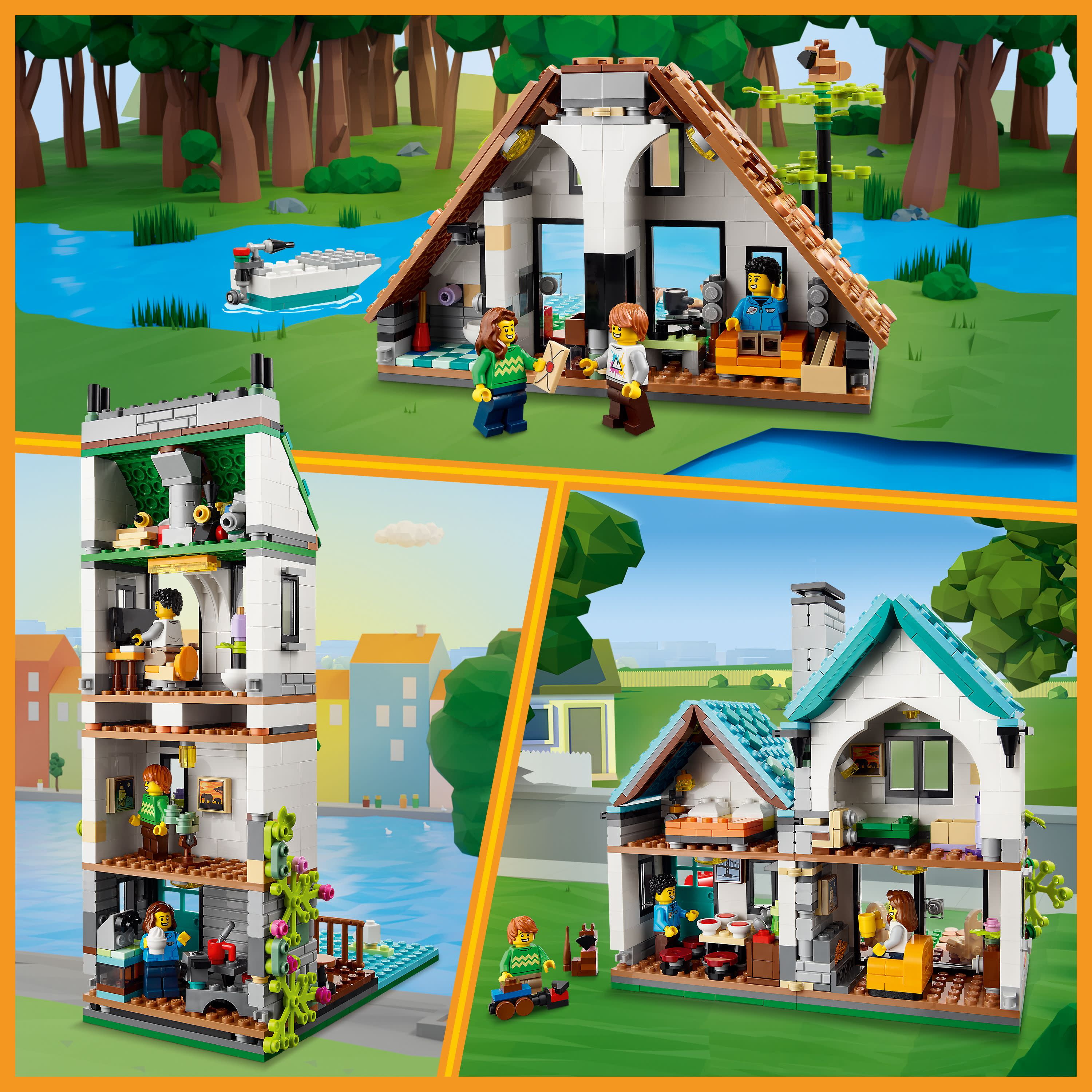 LEGO Creator 3 in 1 Cozy House Building Kit, Rebuild into 3 Different  Houses, Includes Family Minifigures and Accessories, DIY Building Toy Ideas  for Outdoor Play for Kids, Boys and Girls, 31139 