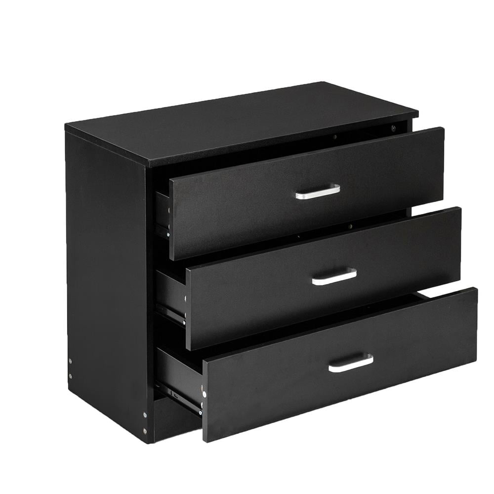 Zimtown Mid Century Modern 3 Drawer Nightstand Storge For Bedroom End Table Drawer Organizer For Home Mdf Wood Black Walmart Com Walmart Com