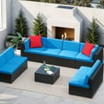 thumbnail image 5 of Homall 9 Pieces Rattan Patio Furniture Conversation Set Outdoor Sectional Sofa for Backyard,Blue, 5 of 8