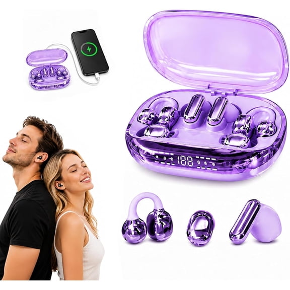 6-in-1 Smart Wireless Earbuds, Open-Ear Clip-On & Mini Sleep Headphones, Bluetooth 6.0 Dual Chip with Case, in-Ear & Sleep Earphones, APP EQ, LED Display,Low Latency Headphones for Sports and Travel.