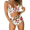 thumbnail image 1 of Women Criss Cross High Waisted String Floral Printed 2 Piece Bathing Swimsuit, 1 of 4