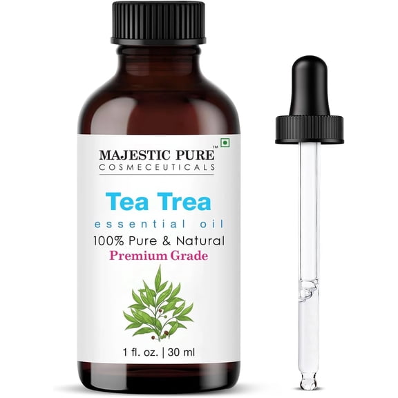 Majestic Pure Tea Tree Essential Oil - Pure, Natural and Premium Grade - Tea Tree Oil for Skin, Face, Hair, Nails, Acne, Scalp, Massage, Aromatherapy, Diffuser, Topical & Household Uses - 1 fl oz