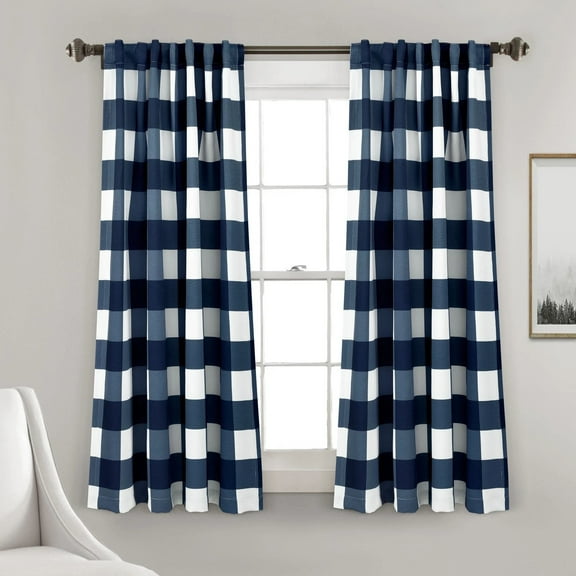 Lush Decor Kelly Checker Room Darkening Curtain Panel Pair