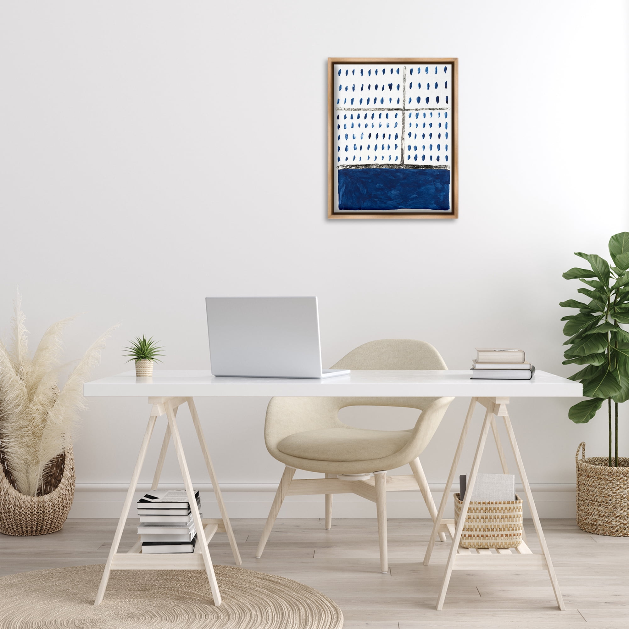 Stupell Industries Dotted Pattern Impression Abstract Painting Brown Floater Framed Canvas Art Print Wall Art, 17 x 21