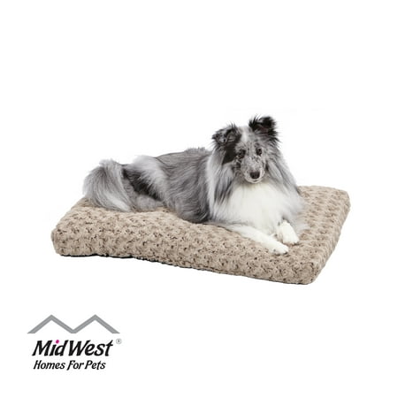 MidWest Quiet Time Dog Bed & Crate Mat, Deluxe Ombre Swirl, 30u0022, Mocha