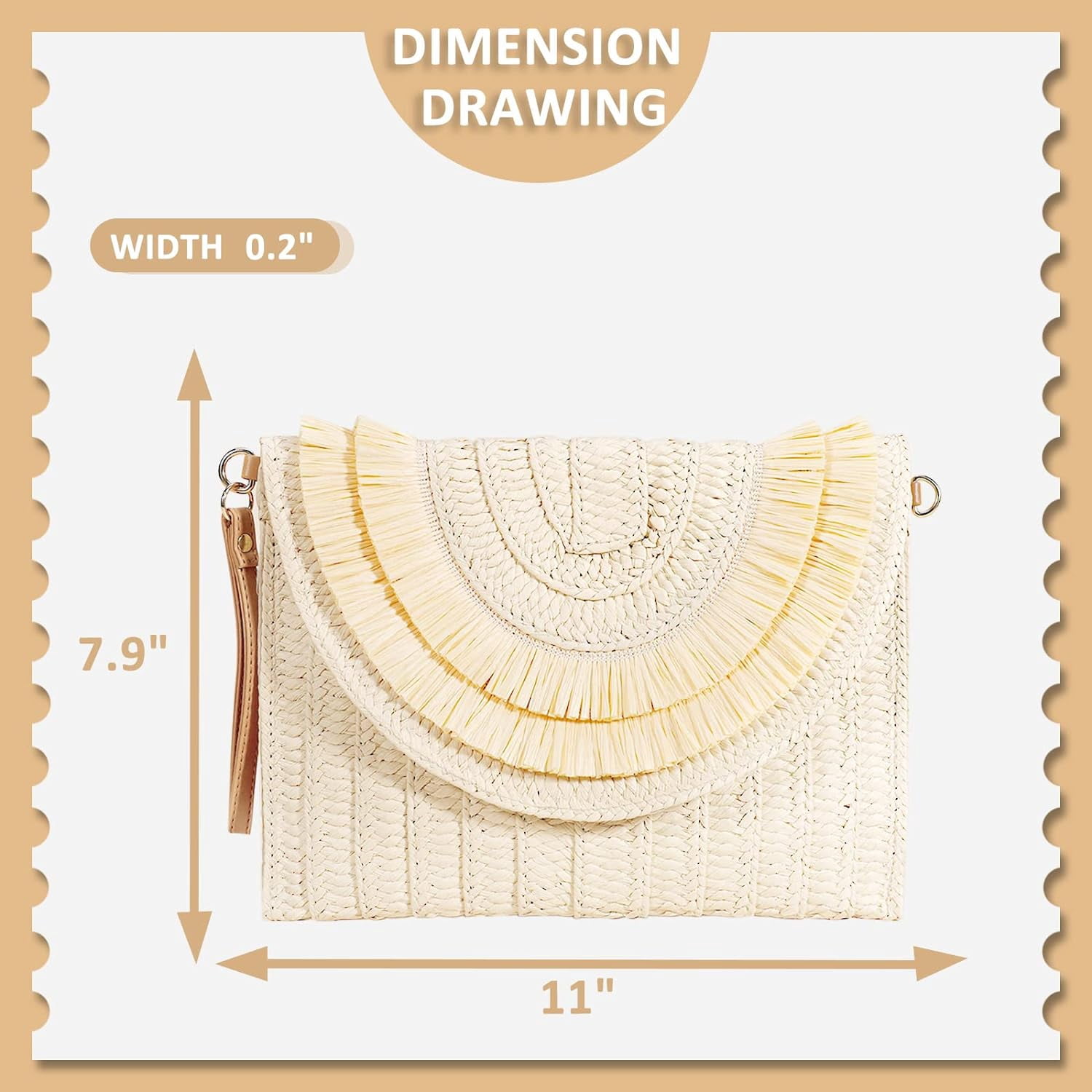 Crossbody Bags for Women, Straw Clutch Purses, Bohemian Handmade Woven Envelope Package, Tassel Handbags for Women