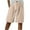 Khaki, variant on Linen Shorts for Women Button Elastic Waist Straight Leg Casual Loose Short Pants with Pockets (XL, White)