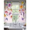 thumbnail image 3 of Pink Spring Floral Sheer Curtains 72 Inches Long 2 Panels Set, Window Sheer Curtains for Living Room/Bedroom, Farmhouse Flowers Butterfly Watercolor Light Filtering Rod Pocket Curtain 52''x72''x2, 3 of 8