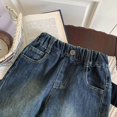 thumbnail image 5 of Qingpeng Toddler Boys Girls Harem Cargo Jeans Elastic Waist Casual Loose Wide Leg Baggy Solid Denim Joggers with Pockets, 5 of 5