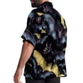 thumbnail image 3 of Bats Men's Short Sleeve Poplin Shirts, Casual Printed Button Down Tops for Summer Beach, Unisex with Spread Collar, 3 of 6