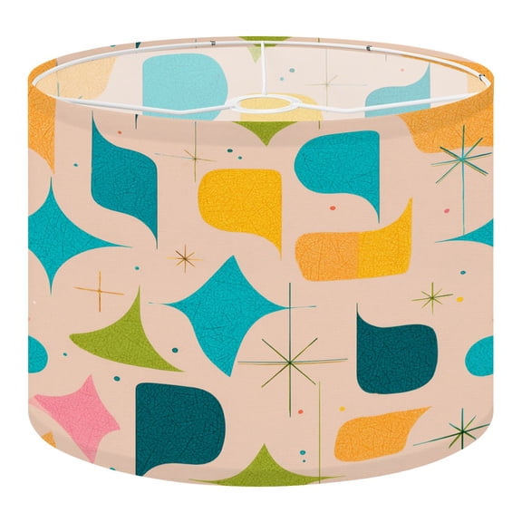 Linen Drum Lampshades Spring Decor Mid Century Modern Boomerang seamless retro 13"x13"x10" Light Shade for Table Lamps Floor Lamp Shades Lampshade Replacement Assembly Required