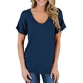 thumbnail image 3 of T-shirts à Manches Courtes Col en V pour Femmes Tee-Shirt Décontracté Ample, 3 of 3