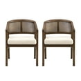 thumbnail image 1 of Noble House Wooden Frame Dining Chair Set of 2,Rattan Back with Upholstered Seat,Beige+Walnut, 1 of 7