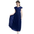 thumbnail image 2 of inhzoy Kids Flower Girls Dress Cap Sleeve Bridesmaid Princess Costumes Birthday Wedding Party Gowns Navy Blue 12, 2 of 7