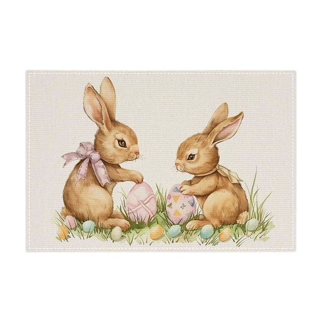Easter Birthday Party Decorations Easter Placemats Polyester 45x30cm/17.71x11.81In Insulation Washable for Restaurant Table Easter Decorations for Home