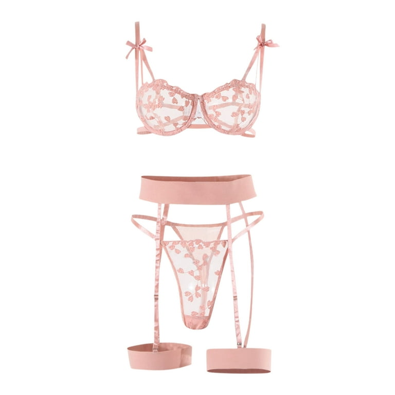 REORIAFEE Women's Sleepwear Babydoll Lingerie Dating Tight Sexy Underwear  Bra Underwire Sexy Underwear Set Pink XL