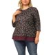 thumbnail image 3 of Blude talgrande pamujer, floral, man3/4, cuello redondo, capas dobles, top peplum asimétricos Rojo marrón XXL, 3 of 7