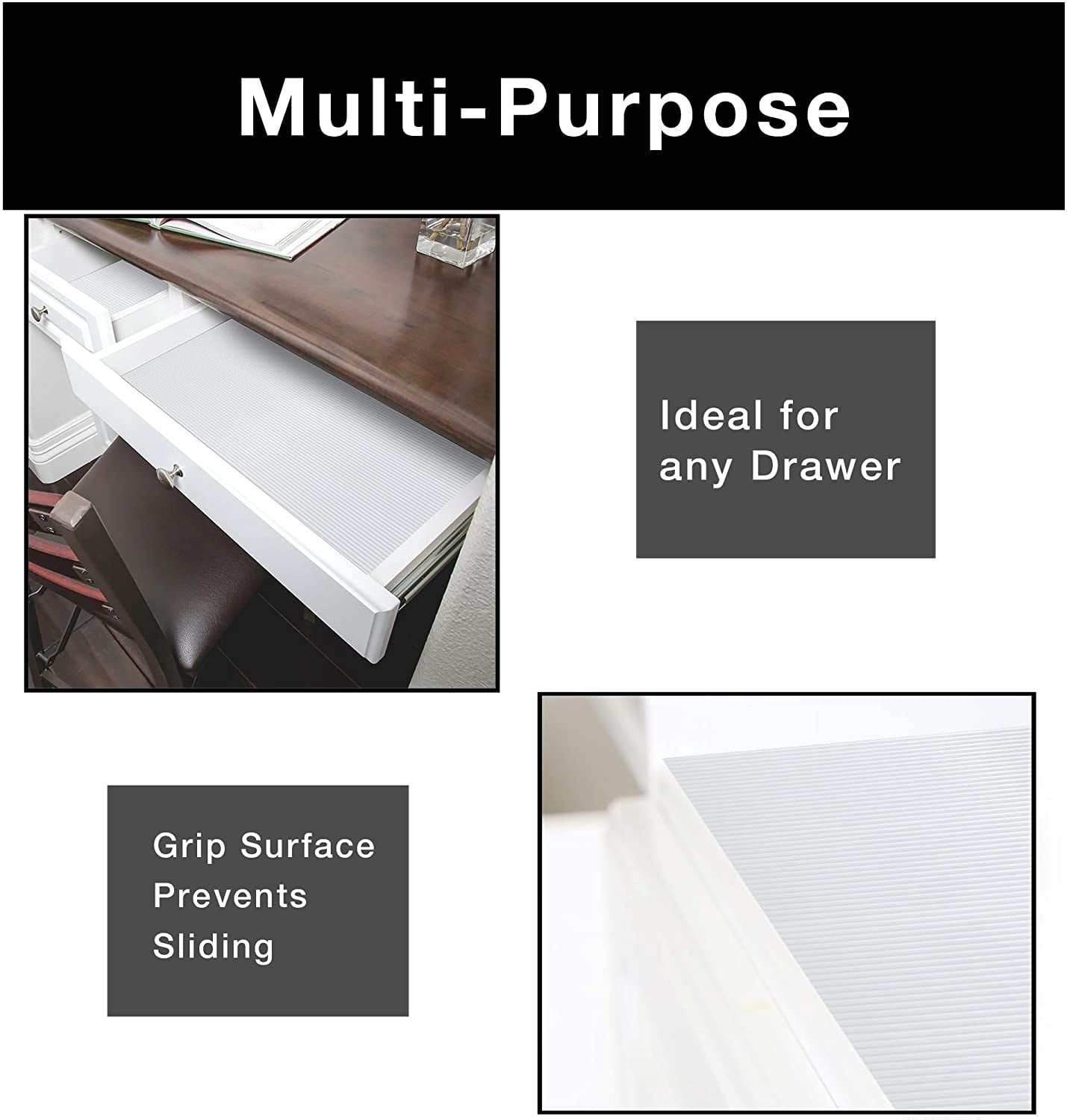 Smart Design Wire Rack Shelf Liner - Ribbed Grip - 12 Inch x 6 Feet - NSF Certified - For Steel Metal Shelves - Home Garage and Kitchen - White