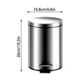 thumbnail image 3 of Small Can, Round Stainless Steel Garbage Bin with Soft Close Lid & Step Foot Pedal, Metal Waste Basket with Removable Inner Bucket, Stainless, 3 of 8