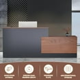 thumbnail image 5 of Esheno Commercial L Shaped Reception Desk 87 inch Wooden Front Counter with Lockable Drawers Cabinet Walnut Right Cabinet for Lobby Office Checkout, 5 of 8