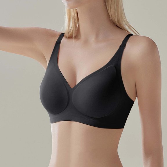 Women Seamless Jelly Camisole Tanks Externally Expandable V Neck Thin Soft Supportive Four Hook Wireless Everyday Casual UndershirtBlackM