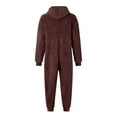 thumbnail image 4 of Abcomgle Kids Fleece Onesie Fuzzy Hooded Kids Onesie Cute Zip Up Jumpsuits Furry Sherpa Fleece Rompers Winter Warm Pajama,11-12Years,Coffee, 4 of 5