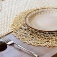 thumbnail image 4 of 12pcs Paper Braided Round Placemats Non-Slip Heat Table Mats for Dining Tables Indoor & Outdoor Place Mats Light Brown, 4 of 10