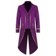 thumbnail image 3 of TiaoBug Men's Gothic Tailcoat Steampunk Jacket Medieval Frock Coat Victorian Halloween Party Cosplay Costume Purple XXL, 3 of 4