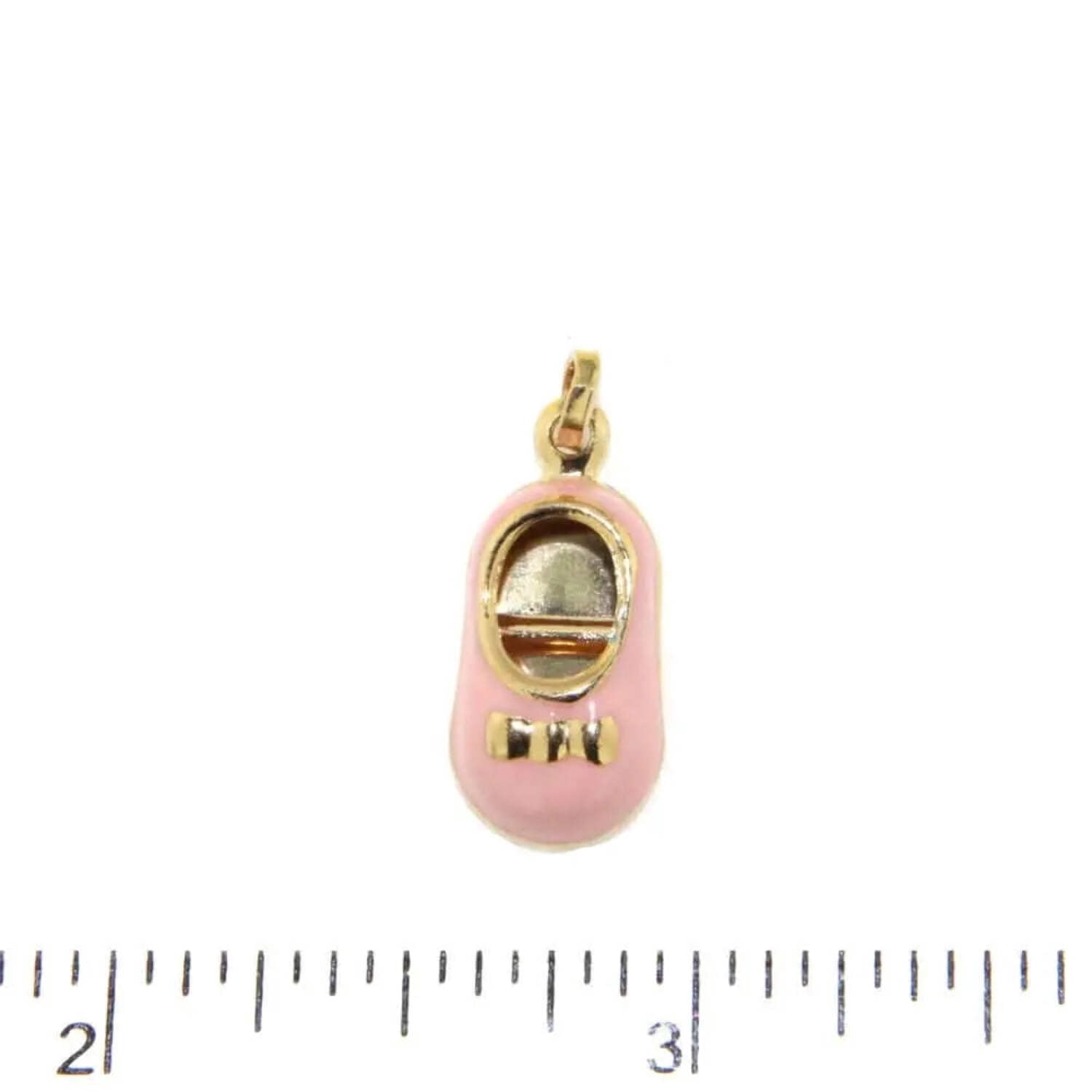 18K Yellow Gold Pink Enamel Shoe Charm