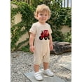 thumbnail image 5 of BemeyourBBs Newborn Baby Boys Summer Clothes Infant Baby Boy One Piece Waffle Romper Outfit Casual Tractor Embroidery Short Sleeve Romper Jumpsuit Playsuit, 5 of 9