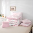 thumbnail image 6 of Manfei Cute Monogrammed C 7-Piece Twin Bedding,Checkerboard Bow Bedding Comforter Set,Pink,Pink Reversible, 6 of 7