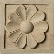 3"W x 3"H x 5/8"P Small Medway Square Rosette, Lindenwood