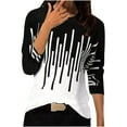thumbnail image 1 of Blusa de camiseta de manga larga de color de contraste de costura de cuello redondo casual de moda para mujer Fridja  fhghd1621, 1 of 8